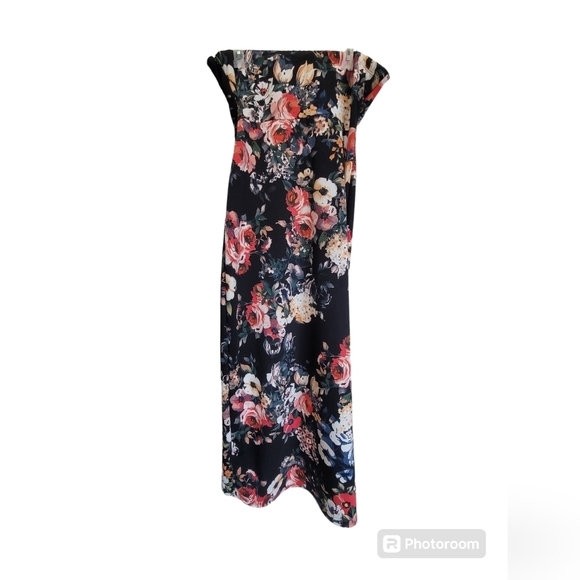 NWT XL Floral Strapless Maxi Dress with Side Slit and Side Zipper - Picture 2 of 9